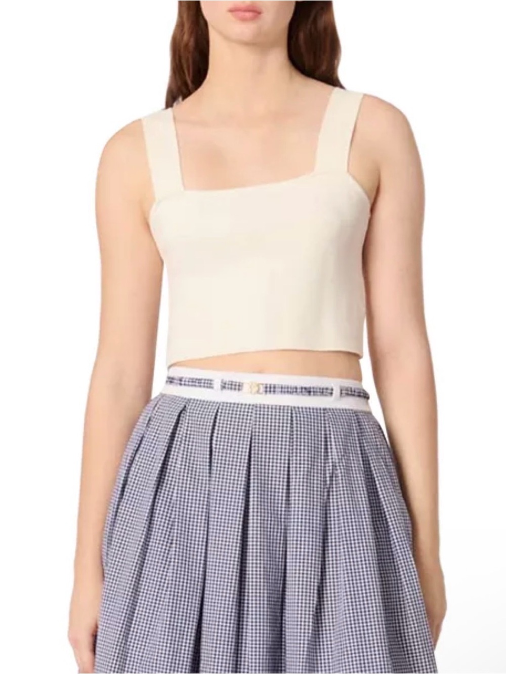 Maje Knit Crop. Top Cream White Sleeveless Size 1/ Small $155 Maclyna